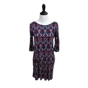 Market & Spruce Women's M Medium Sheath Dress 3/4 Sleeves Ornamental Print